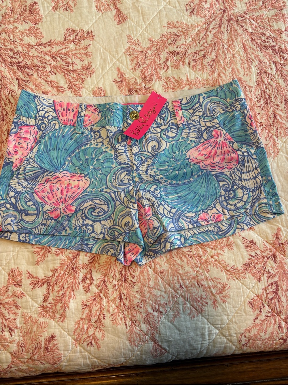 Lilly Pulitzer Pink & Aqua Seashell Print Shorts